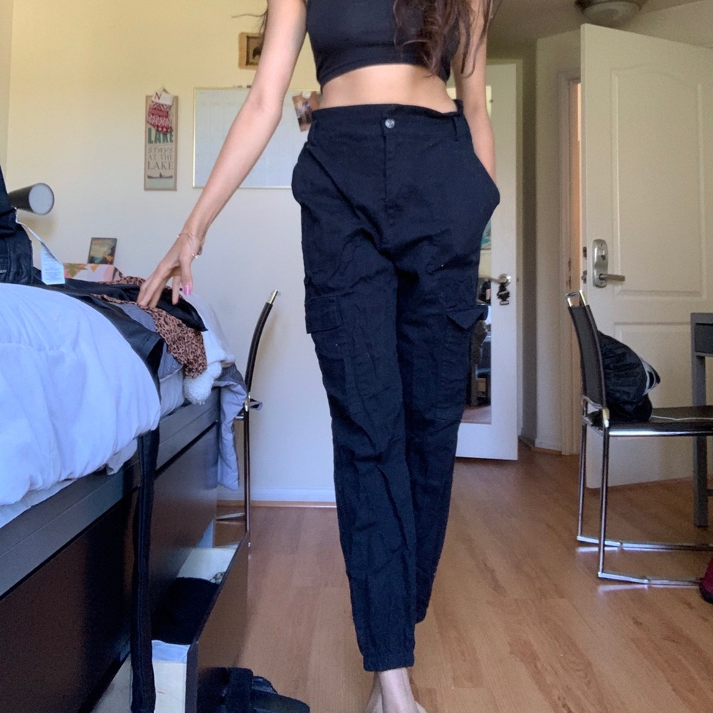 NastyGal High Waisted Cargo Pants Denim